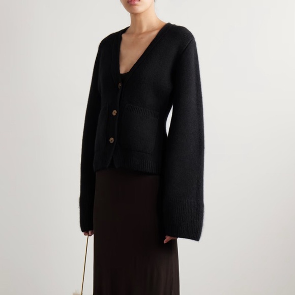 KHAITE Black Scarlet Cashmere Cardigan Sweater - Picture 2 of 5